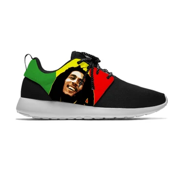 Bob Marley Regeja Zvaigzne Mūziku Rock Smieklīgi Atdzist Classic Sporta Apavi Viegls Elpojošs 3D Drukas Vīrieši Sievietes Acs Čības