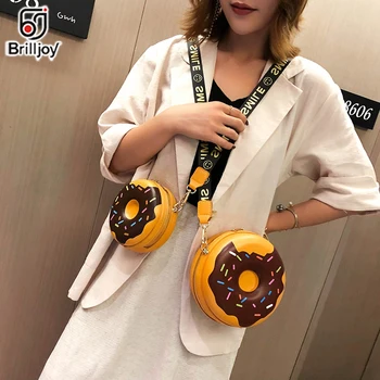 Brilljoy Donut Formas Plecu Soma Gudrs Ādas Crossbody Somas Meitenes Kārtā Maku Sievietēm Mini Gadījuma Messenger Bag Mazo Harajuku