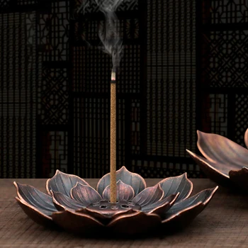 Bronzas Lotus Vīraks Plāksnes Sandalkoka Stick Vīraka Kvēpināmais Trauks Sadzīves Jogas Studijas Budisma Nasturtium Vīraks Līnijas Degļa Turētājs Dekori