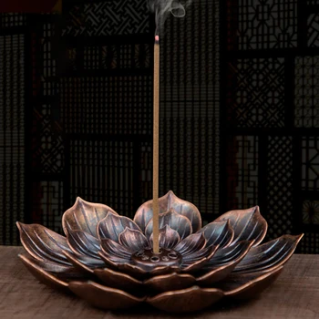 Bronzas Lotus Vīraks Plāksnes Sandalkoka Stick Vīraka Kvēpināmais Trauks Sadzīves Jogas Studijas Budisma Nasturtium Vīraks Līnijas Degļa Turētājs Dekori