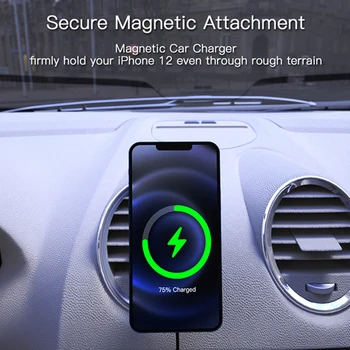 Brorikoy 15W Magnētisko Bezvadu Automašīnas Lādētājs iPhone 12 Pro Mini Max Mount Magnēts Adsorbable Mobilo telefonu, USB, Auto Statīvu Turētājs