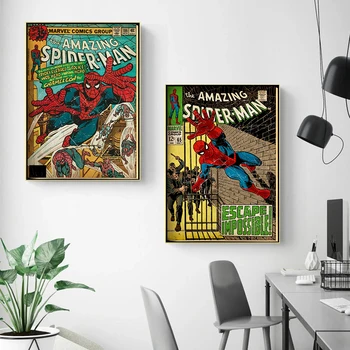 Brīnums Spiderman Komiksu Audekla Gleznas Supervaronis Rakstura Plakāti un Izdrukas Sienas Art Attēlu, lai Dzīvo Bērni Mājās Apdare