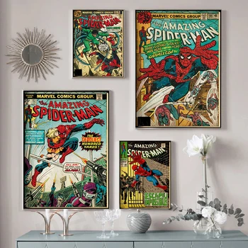 Brīnums Spiderman Komiksu Audekla Gleznas Supervaronis Rakstura Plakāti un Izdrukas Sienas Art Attēlu, lai Dzīvo Bērni Mājās Apdare