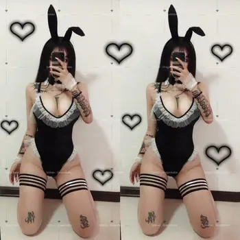 Bunny Girl Sexy Apakšveļa Anime Cosplay Kostīmu Trušu Bodysuit Erotiska Apģērbs Sieviete Ietin Krūtīm Saldu Dāvanu Draudzenei