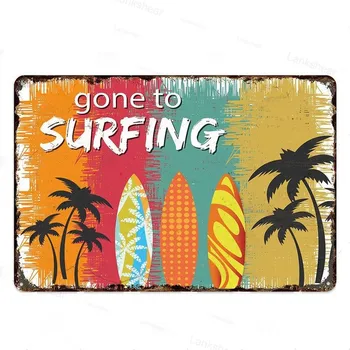 Bārs, Veranda Surf Club Laipni Zīme Metāla Plāksne Vasaras Beach Surf Club Plakātu Sienas Attēlu Art Deco Valdes Vīna Sienas Skārda Zīme