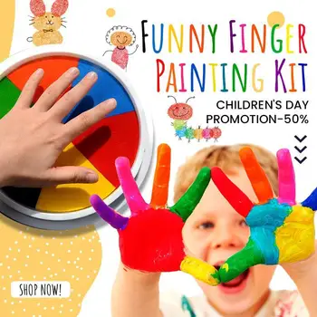 Bērni\'s Dienā Smieklīgi Pirkstu Krāsošanas Komplekts Tintes Spilventiņu Zīmogs DIY Zīmēšanas Rotaļlietas 6/12 Krāsas, Izglītības, Amatniecības Cardmaking Uzstādīt Rotaļlietas