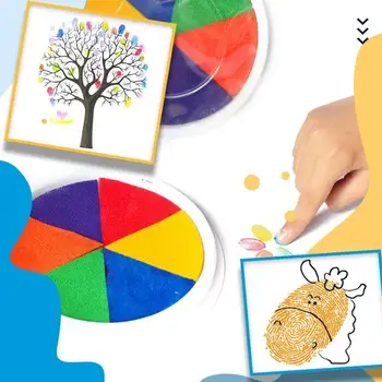 Bērni\'s Dienā Smieklīgi Pirkstu Krāsošanas Komplekts Tintes Spilventiņu Zīmogs DIY Zīmēšanas Rotaļlietas 6/12 Krāsas, Izglītības, Amatniecības Cardmaking Uzstādīt Rotaļlietas