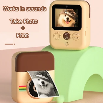 Bērniem Instant Camera Bērniem Izdrukātu Kameras 1080P HD Digitālā Rotaļlietas Dual Objektīvs Selfie Kamera Ar Siltuma Foto Papīrs Bērniem Dāvanas