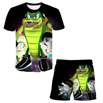 Bērniem Sonic Uzvalks 3D Iespiests T-Krekls, Šorti Komplekts Zēniem/Meitenēm Multiplikācijas filmu Topi, t-veida Apģērbu Atdzist Vasaras Bērnu Īsām Piedurknēm Komplekti