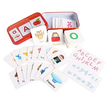 Bērnu Bērniem Izziņas Puzles, Rotaļlietas Toddler Dzelzs Kaste Kartes Spēle Atbilstošas Izziņas Kartes Vehicl Augļu Dzīvnieku Dzīve Ir Pāris Puzles