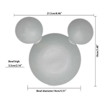 Bērnu Bērnu Bērnu Barošanas Bļoda Mickey galvas formu Rīsu Bļoda Ēdienus Plāksnes Plastmasas Graudaugu Uzkodas Miltus Bļodā Portatīvie Galda piederumu komplekts