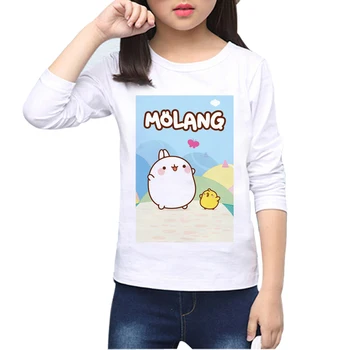 Bērnu Meitene ar garām Piedurknēm Topi bērni Cute Topi, t-veida Cute Dzīvnieku Kawaii Molang Trušu Dizaina T krekls Piupiu Z53-1
