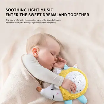 Bērnu Nomierinošas Mīkstu Pildījumu Miega LED Nakts Lampa ar Pildījumu Dzīvnieku Plīša Rotaļlietas Ar Mūziku Zvaigžņu Projektors Gaismas Mazulis Mazulis Guļ Rotaļlietas