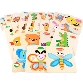 Bērnu Rotaļlietas, Koka Puzzle Cartoon Animal/Satiksmes Izlūkošanas Jigsaw Puzzle Rotaļlietas Agri Izglītojošas Rotaļlietas Bērniem Bērniem Dāvanas