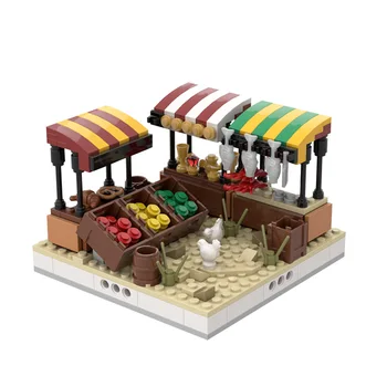 Bērnu Rotaļlietu KM Pilsētas Ielu Ainu Tuksnesī Tirgus Mājā Koka Celtniecības Bloki, Moduļu Ciemata Celtniecības Bloku Modelis