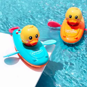 Bērnu Vannas Ūdens Spēlē Rotaļlietas Ķēdes Airu Laivu Peldēt Peldošās Karikatūra Pīļu Zīdaiņu Bērnu Agrīnās Izglītības Vannas Istaba Beach Dāvanas