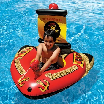 Bērnu Ūdens Pirātu Kuģa Piepūšamo Mount Rotaļlietas Automātiskā Sūkņu Ūdens Pistoli Baseins, Peldēšana Gredzens