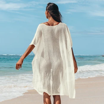Bēša Kvadrātveida Linuma Acs Uz Augšu, Sieviete Sexy Peldkostīms Pusē Sadalīt Kaftan Tunika Beach Mini Kleita 2021. Gada Vasaras Kleita Beachwear