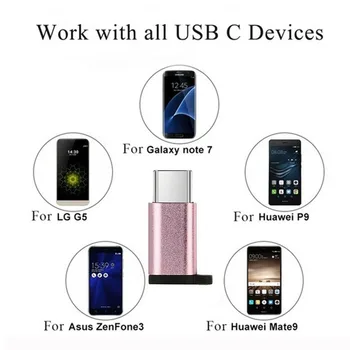 C tipa Adapteris USB-C Uz Micro USB Adapteris Ar Keychain Alumīnija Sakausējuma Universālā Pārveidotājs Xiaomi Mi5 Mi6 Huawei, Samsung