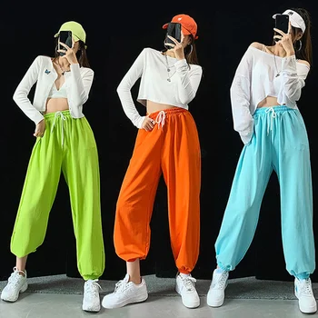 Candy Krāsu Y2K Augstās Jostasvietas Bikses Joggers Sieviešu Harajuku korejas Vintage Plaša Kāju Bikses Elsas Pantalon Femme Streetwear