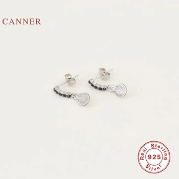 CANNER Modes Black Diamond Stud Auskari 925 Sterling Sudraba Kārtu Auskari Sievietēm korejas Pendientes Sudraba/Zelta Rotaslietas