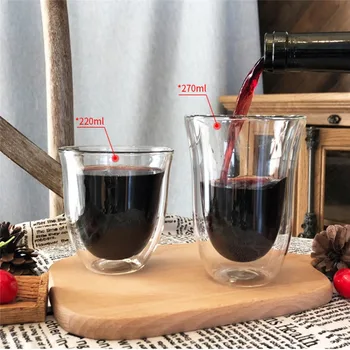 Caurspīdīga stikla kafijas tasi piena viskijs tēja alus dubultā radošo karstumizturīgs kokteilis Degvīns vīna krūze Drinkware akrobāts tases