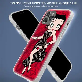 Caurspīdīgs Vāciņš Apple iPhone 7 11 12 Pro X XR XS Max 6 6S 8 Plus 5 5S Matēts Mīksto Telefonu Gadījumā Betty Boop