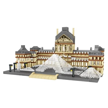 CB bass, ka 8040 Pasaules Arhitektūras Parīzes Luvras Muzejs 3D Modelis DIY Mini Dimanta Bloki, Ķieģeļi Celtniecības Rotaļlieta Bērniem, kas Nav Kaste
