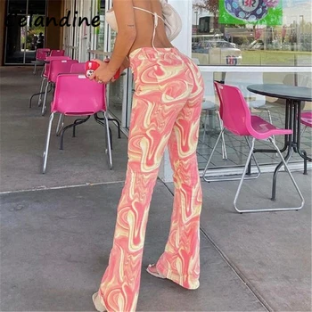 Celandine ir 2021. E-meitene Vintage Augsta Tie Krāsošanas Starām. Sieviešu Izdilis Ilgi Modes Bikses Y2K Bikses, Capri Joggers Festivāls Tērpiem
