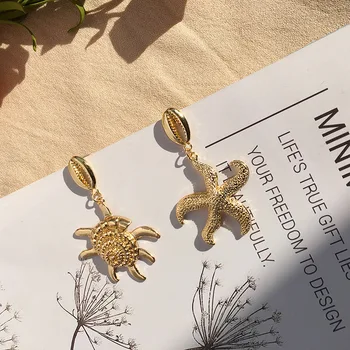 Chandler Ģeometrija Shell Auskari Sievietēm Zelta Krāsā Nelegālo Starfish Gliemene Metāla Korpusu Vilināt Brincos 2019. Gada Vasaras Modes Rotaslietas