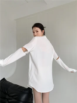 CHEERART Balto Pogu Up Ilgi, Krekli, Sieviešu Izgriezt ar garām Piedurknēm Gredzenūbele Krekls Izlīdzināšanu Piedurknēm Top Dizaineru 2021 korejas Modes