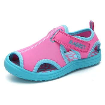 Chidlren pludmales sandales zēnu mīksts apaļa bumba auduma kurpes meitenēm papēža kabatas un atbalstīt dizaina kāju aizsargātu sandales