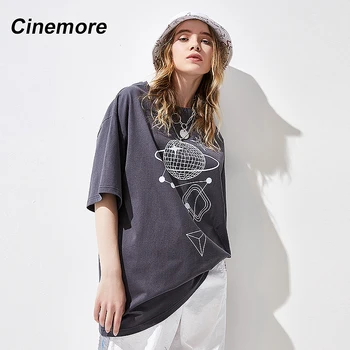 Cinemore sieviešu t-krekls ir 2021. Vasaras Īsām Piedurknēm Pamata Tee Kreklu Lielajam Ikdienas O Kakla topi, Sieviešu T Krekls Plus Lieluma T96128