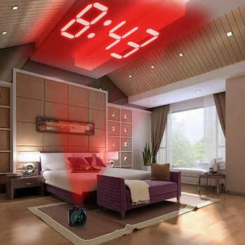 Ciparu LCD Displejs ar Projektoru Modinātājs Creative Uzmanību Projektoru Modinātājs Displejs LED Temperatūras Daudzfunkcionāls Pulkstenis