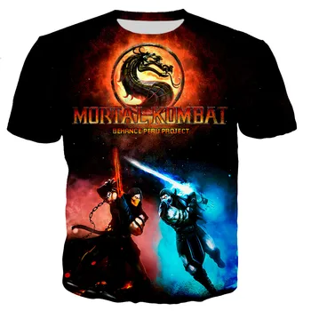 Classic Spēle Mortal Kombat 3d Iespiests T-krekls Unisex Modes Gadījuma Harajuku Stils Krekls Apaļu Kakla Hip-hop Streetwear