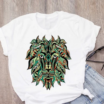 Cool Lion Head Dizains, T-Kreklu apdruka Ar Krāsainiem T-Krekls sievietēm ar Īsām Piedurknēm Dāmu Topi, T Dāmas Sieviešu Grafiskais Sieviešu Tee TShirt