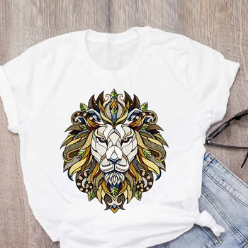 Cool Lion Head Dizains, T-Kreklu apdruka Ar Krāsainiem T-Krekls sievietēm ar Īsām Piedurknēm Dāmu Topi, T Dāmas Sieviešu Grafiskais Sieviešu Tee TShirt