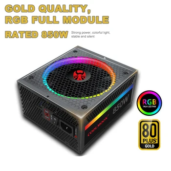 Coolmoon Datora Barošanas Krāsaina RGB Nominālā 850W Klusums ATX Darbvirsmas Elektromehāniskās Pilnu Moduļu Barošanas