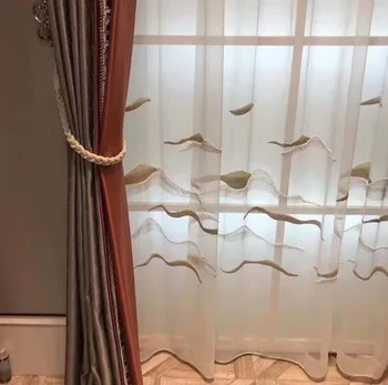 Cortinas Dormitorio Aizkaru Eiropas Stila Pērlītēm Milzīgais Par viesistaba, Guļamistaba Skaistu 3d Tilla Kalniem Modeli Pasūtījuma