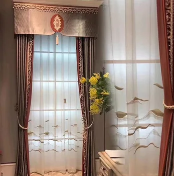 Cortinas Dormitorio Aizkaru Eiropas Stila Pērlītēm Milzīgais Par viesistaba, Guļamistaba Skaistu 3d Tilla Kalniem Modeli Pasūtījuma