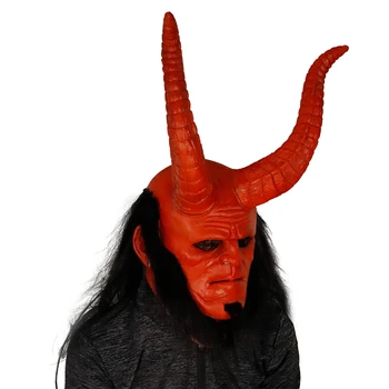 Cosmask Halovīni Scary Hellboy Lateksa Maska Cosplay Hellboy Zvanu No Tumsas Lateksa Maskas Šausmu Halloween Puse Maska