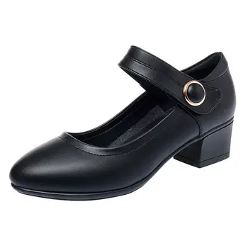 Cresfimix sieviešu modes augstas kvalitātes melna pu ādas elegantu komfortu biroja kvadrātveida papēdi sūkņi dāma vasarā papēžu kurpes a6661e