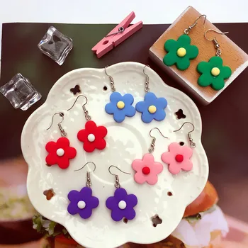 Cute Candy Krāsu Vienkāršu Ziedu Piliens Auskari Korejas Svaigu Ziedu Vilināt Auskari Sievietēm Gudrs Rotaslietas