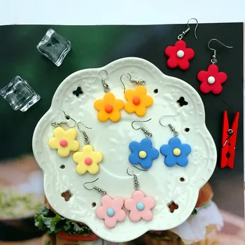 Cute Candy Krāsu Vienkāršu Ziedu Piliens Auskari Korejas Svaigu Ziedu Vilināt Auskari Sievietēm Gudrs Rotaslietas