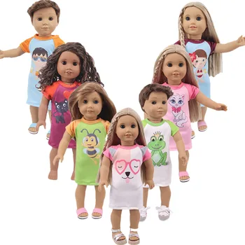 Cute Dzīvnieku, T-Krekls, Kokvilnas Pidžamas Modes Fit 18 Collu Amerikāņu Un 43 Cm Atdzimis Bērnu Leļļu Apģērbu Aksesuāri ,Bērnu'Toys