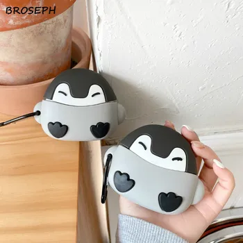 Cute Karikatūra Pingvīns Austiņas Gadījumā Freebuds 4 Pro Mīksta Silikona Bezvadu Bluetooth Austiņu Vāks Huawei FreeBuds Pro