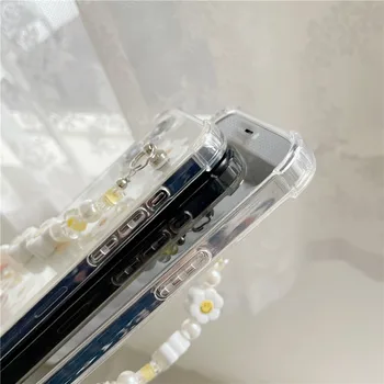 Cute Smaidošās Puķes Modelis Ķēdes Aproce seguma Tālruni Gadījumā, ja Apvalks iPhone 12 MiNi 11 Pro XS MAX XR X SE2 8 7 Plus