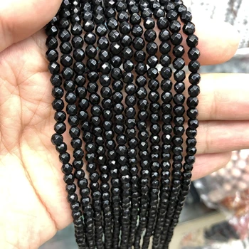 Dabas Black Onyx Agat-e Slīpētas Pērles,Facted Akmens Lodītes 4mm 6mm 8mm 10mm 12mm Gem Akmens Rotaslietas, krelles,1. 15