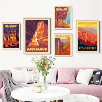 Dabas Brīnumus Plakātu Antelope Canyon Arizon Audekls Slaveno Tūrisma objektu, Print Art Sienas Dekori Mājas Dzīvojamā Istaba Dekori