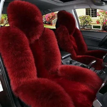 Dabīgas kažokādas Austrālijas aitādas automašīnu sēdekļu pārvalki universālo izmēru Ziemas, Silta Kažokādas Sēdekļa Vāku Auto Interjera Aksesuāri